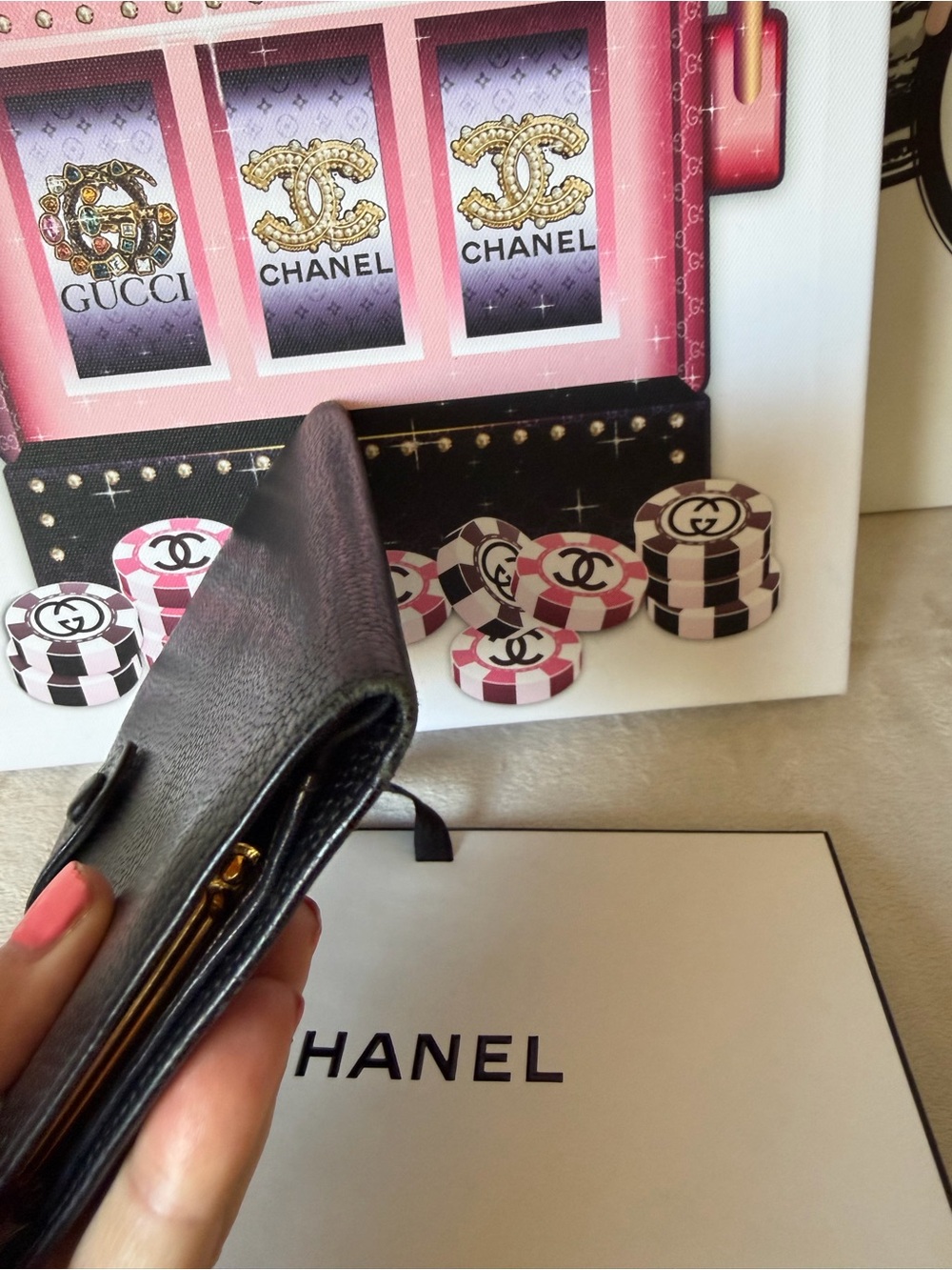 CHANEL Vintage Black Leather CC Logo Long Wallet - Picture 8 of 14
